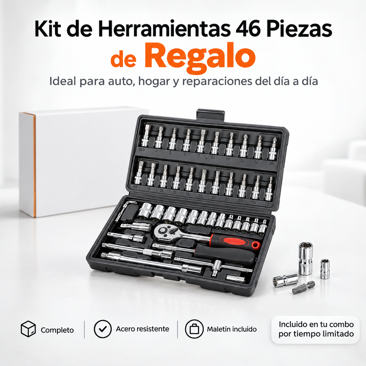 COMBO LIQUIDACIÓN: Hidrolavadora + (Kit de Herramientas 46 Pzs + Doble Batería + Maletín)